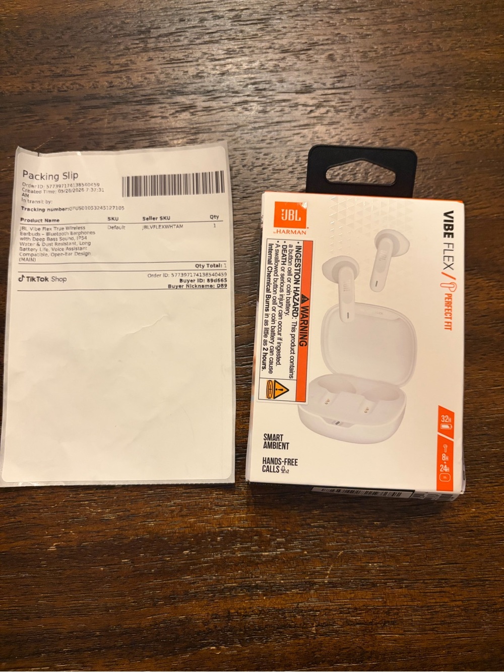 JBL Vibe Flex True Wireless Bluetooth Earbuds White New in Box